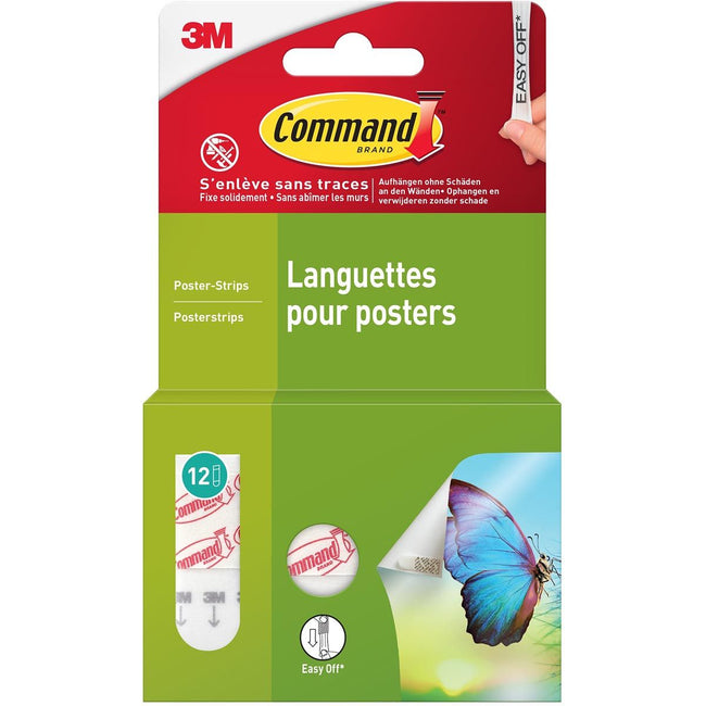 Command -  posterstrip, small, draagvermogen 225 gram, wit, blister van 12 stuks