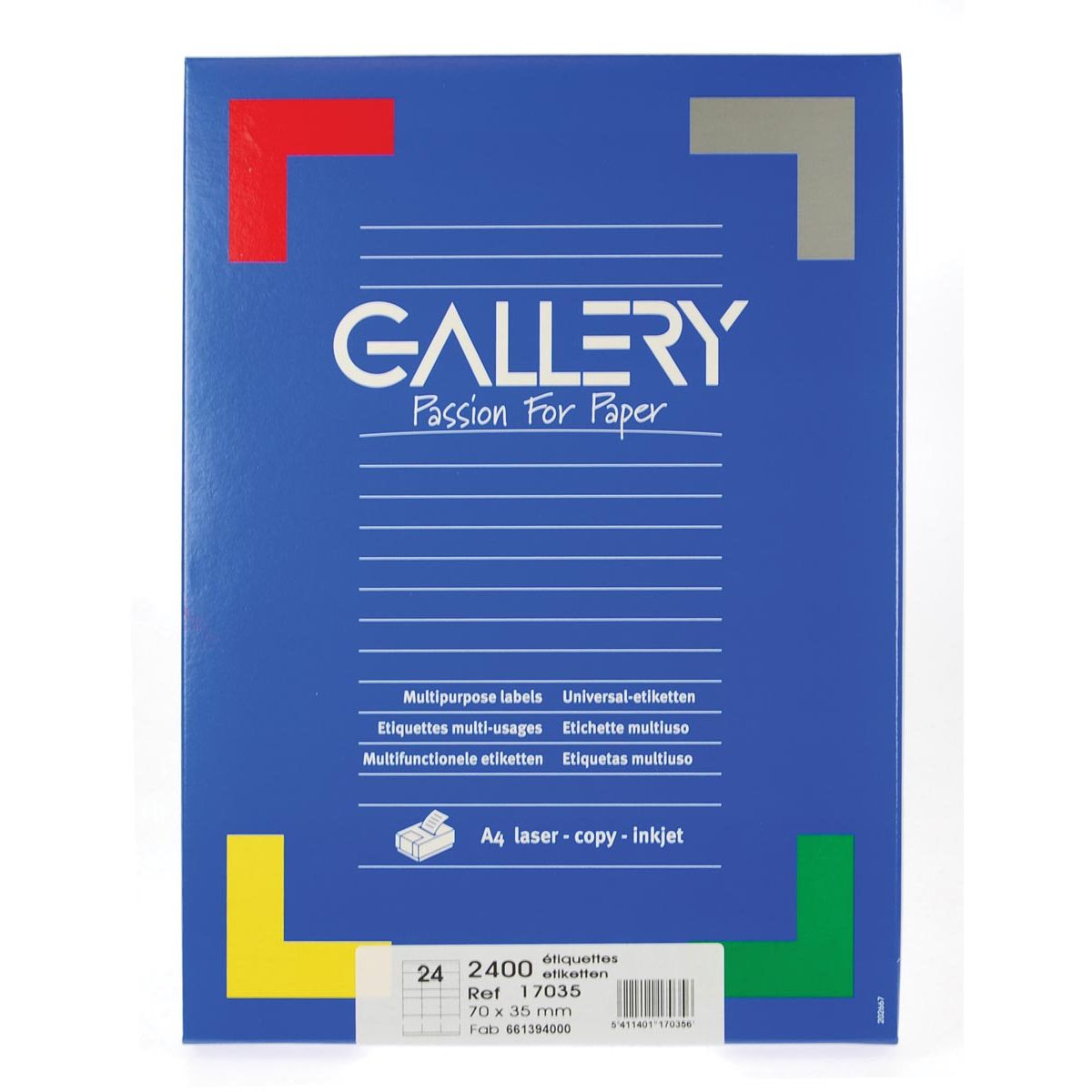 Gallery -   witte etiketten ft 70 x 35 mm (b x h), rechte hoeken, doos van 2.400 etiketten