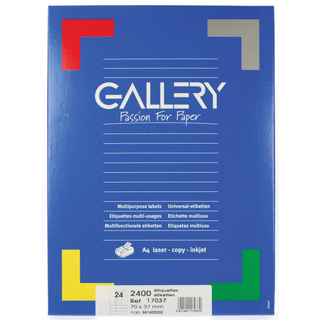 Galerie - étiquettes blanches pi 70 x 37 mm (l x h), angles droits, boîte de 2 400 étiquettes