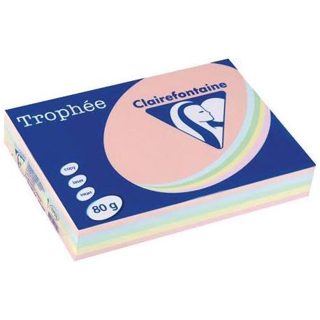 CLAIREFONTAINE - Papier de couleur troprophe, A4, 80 g, 5 x 100 feuilles, couleurs assorties