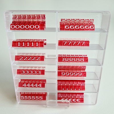 Klika - Vitrine cassette de prix 6mm rouge/blanc 3 pièces