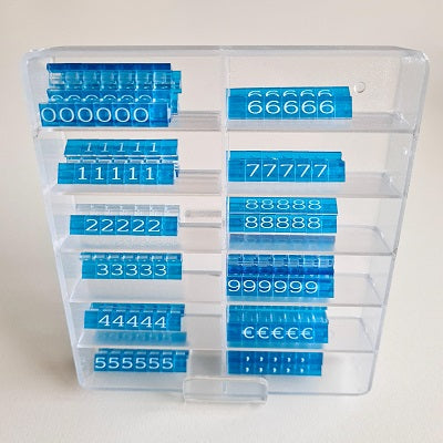 Klika - Vitrine cassette de prix 6mm bleu/blanc 3 pièces