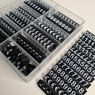 Klika - Cassette de prix Vitrine 10mm noir/blanc 2 pièces