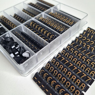 Klika - Cassette de prix Vitrine 10mm noir/or 2 pièces