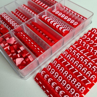 Klika - Cassette de prix Vitrine 10mm rouge/blanc 2 pièces