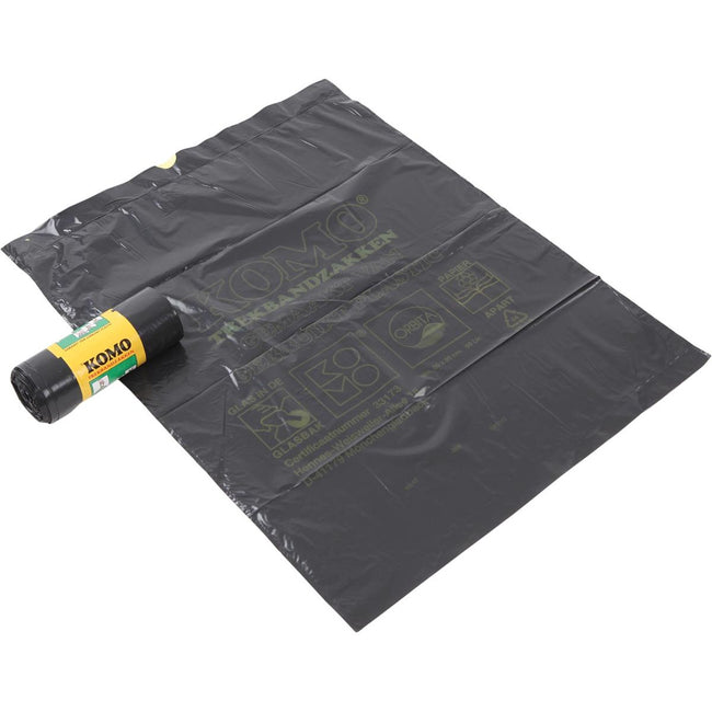 Komo - Sac poubelle 60 litres avec cordon noir rouleau de 15 pièces