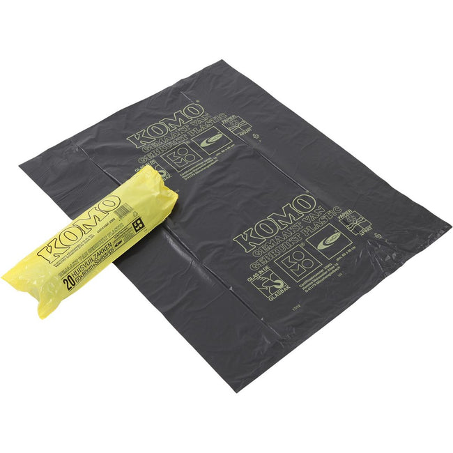 Komo -  vuilniszakken 50 micron, 60 liter, 1 rol, 20 zakken, grijs