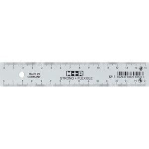 M+R -   Strong Flexibel lat, met schaalverdeling voor recht- en linkshandigen, 15 cm, transparant