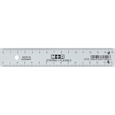M+R -   Strong Flexibel lat, met schaalverdeling voor recht- en linkshandigen, 15 cm, transparant