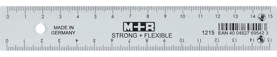 M+R - Latte Strong Flexible, avec échelle pour droitiers et gauchers, 15 cm, transparente