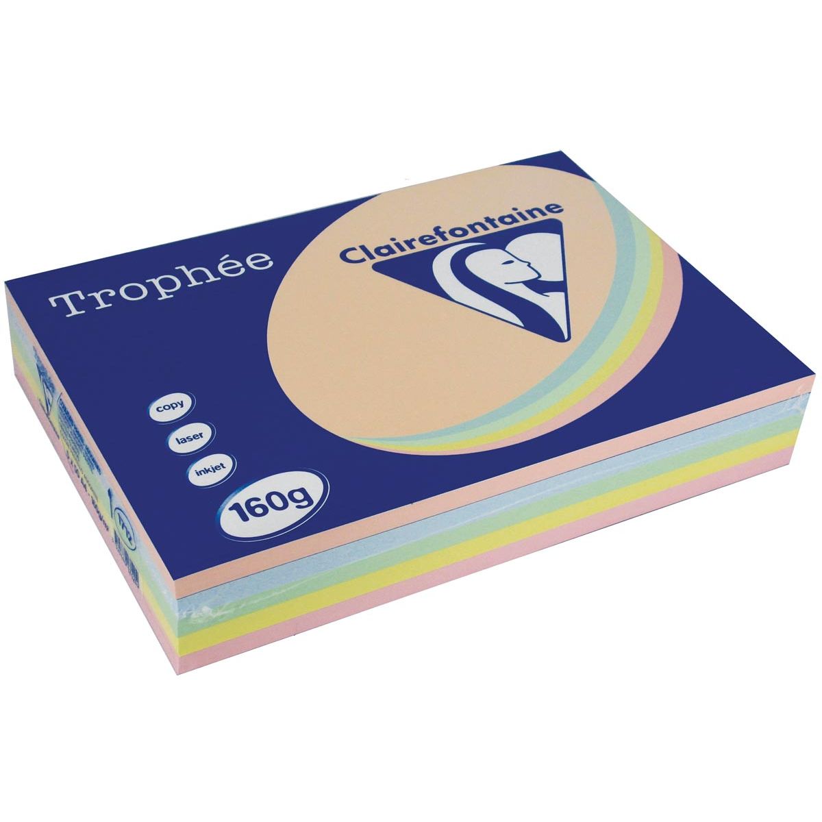 Clairefontaine -  Trophée tel A4, 160 g, 5x50 vel, geassorteerde kleuren