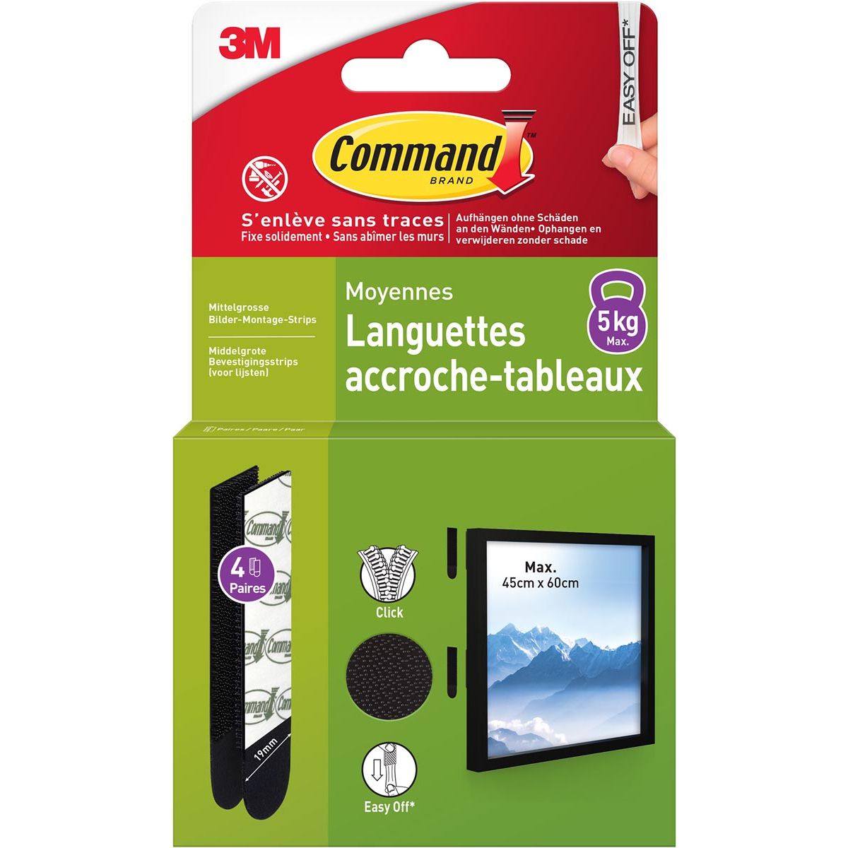 Command -  fotolijststrip, medium, draagvermogen 5 kg, zwart, blister van 8 stuks