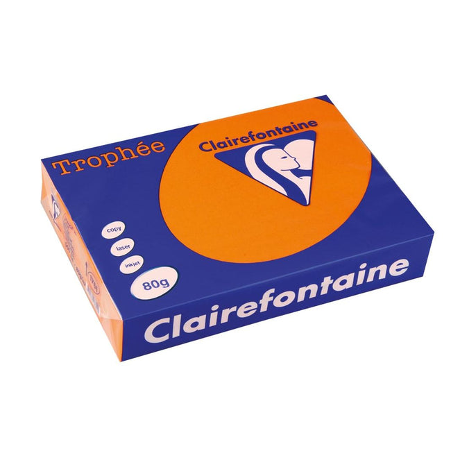 Clairefontaine - Trophée Intens, papier coloré, A4, 80 g, 500 feuilles, orange vif