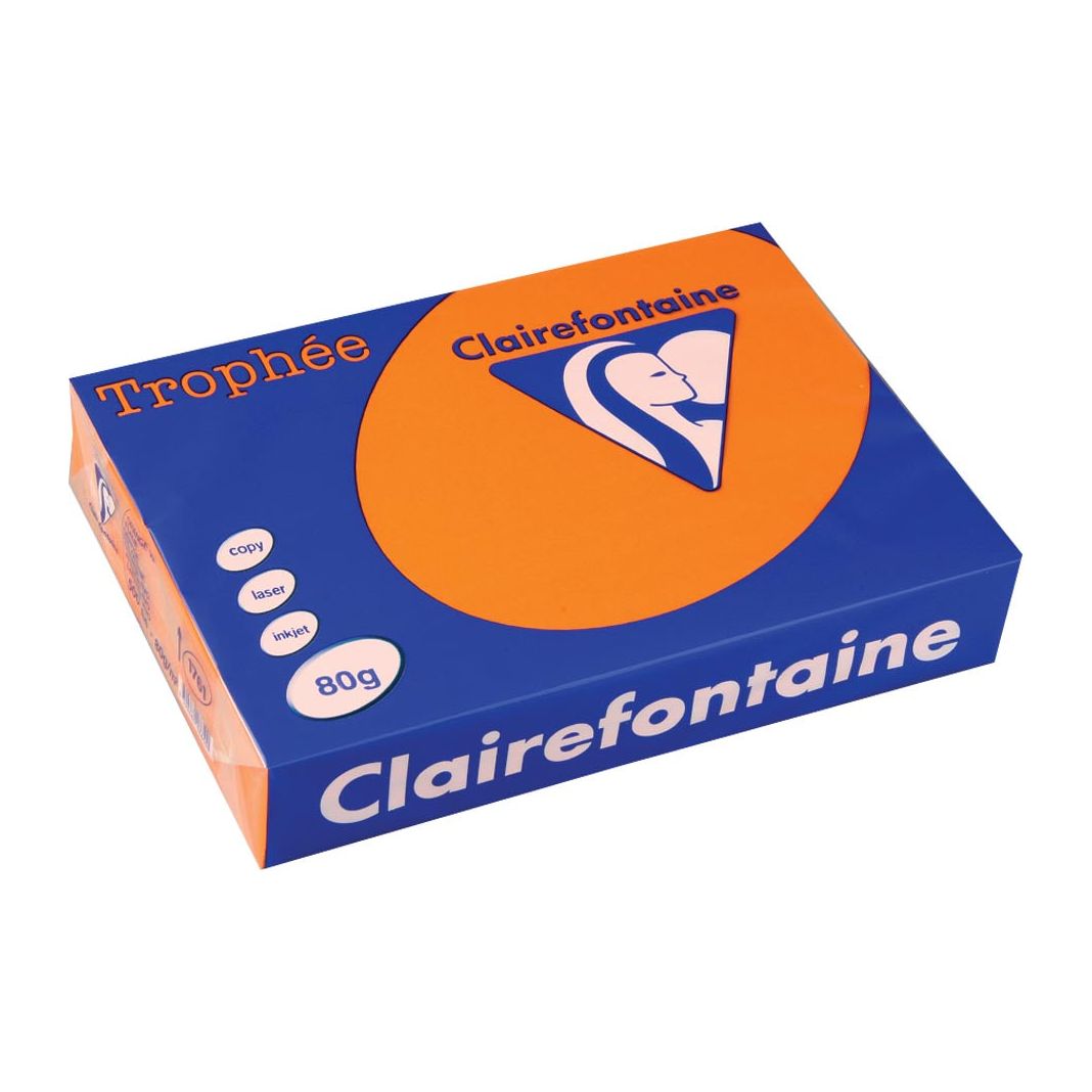 Clairefontaine - Trophée Intensiv, farbiges Papier, A4, 80 g, 500 Blätter, hellorange