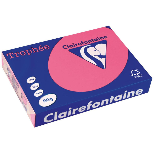 Clairefontaine -  Trophée Intens, gekleurd papier, A4, 80 g, 500 vel, fuchsia