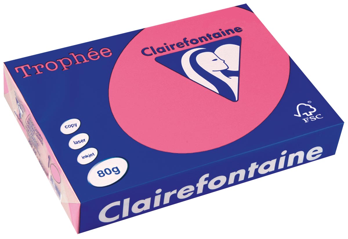 Clairefontaine - Trophée Intens, farbiges Papier, A4, 80 g, 500 Blatt, Fuchsia