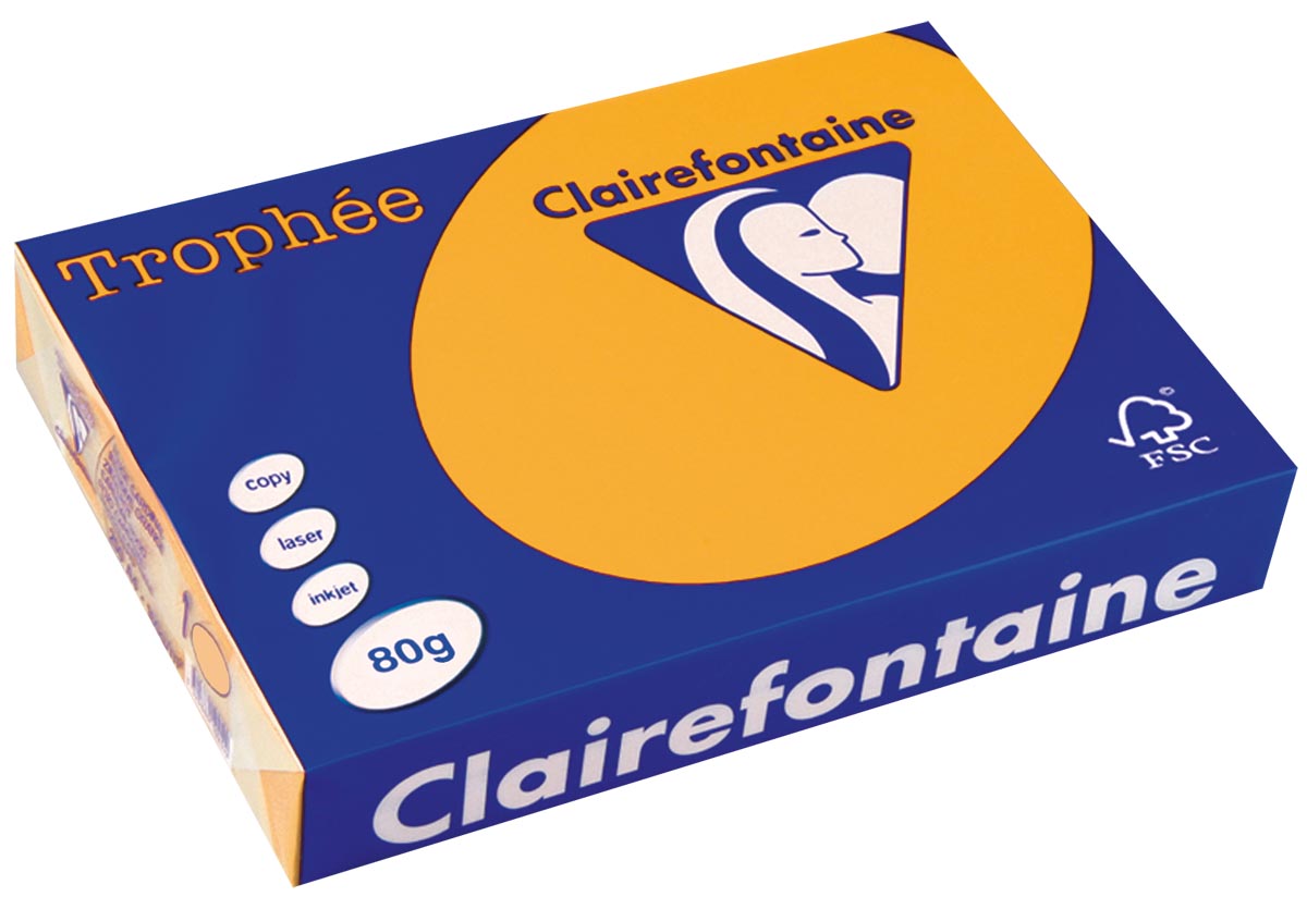 Clairefontaine -  Trophée tel, gekleurd papier, A4, 80 g, 500 vel, goudgeel