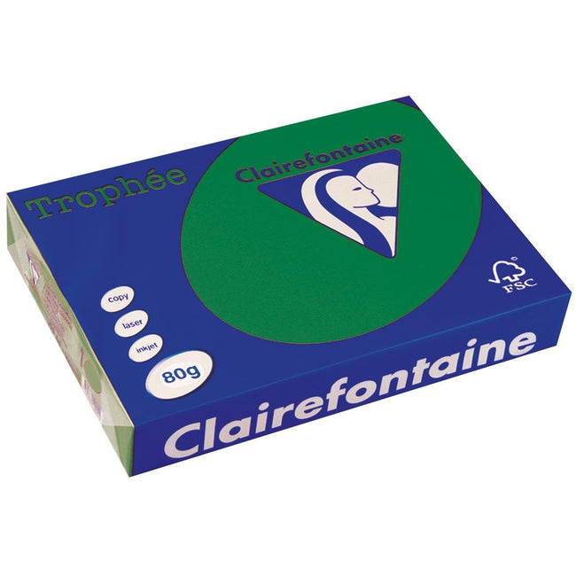 Clairefontaine - Trophée Intens, papier coloré, A4, 80 g, 500 feuilles, vert sapin