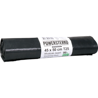PowerSterko - Sac poubelle | PEBD recyclé | 45x50cm | T25 | noir | 1000 pièces