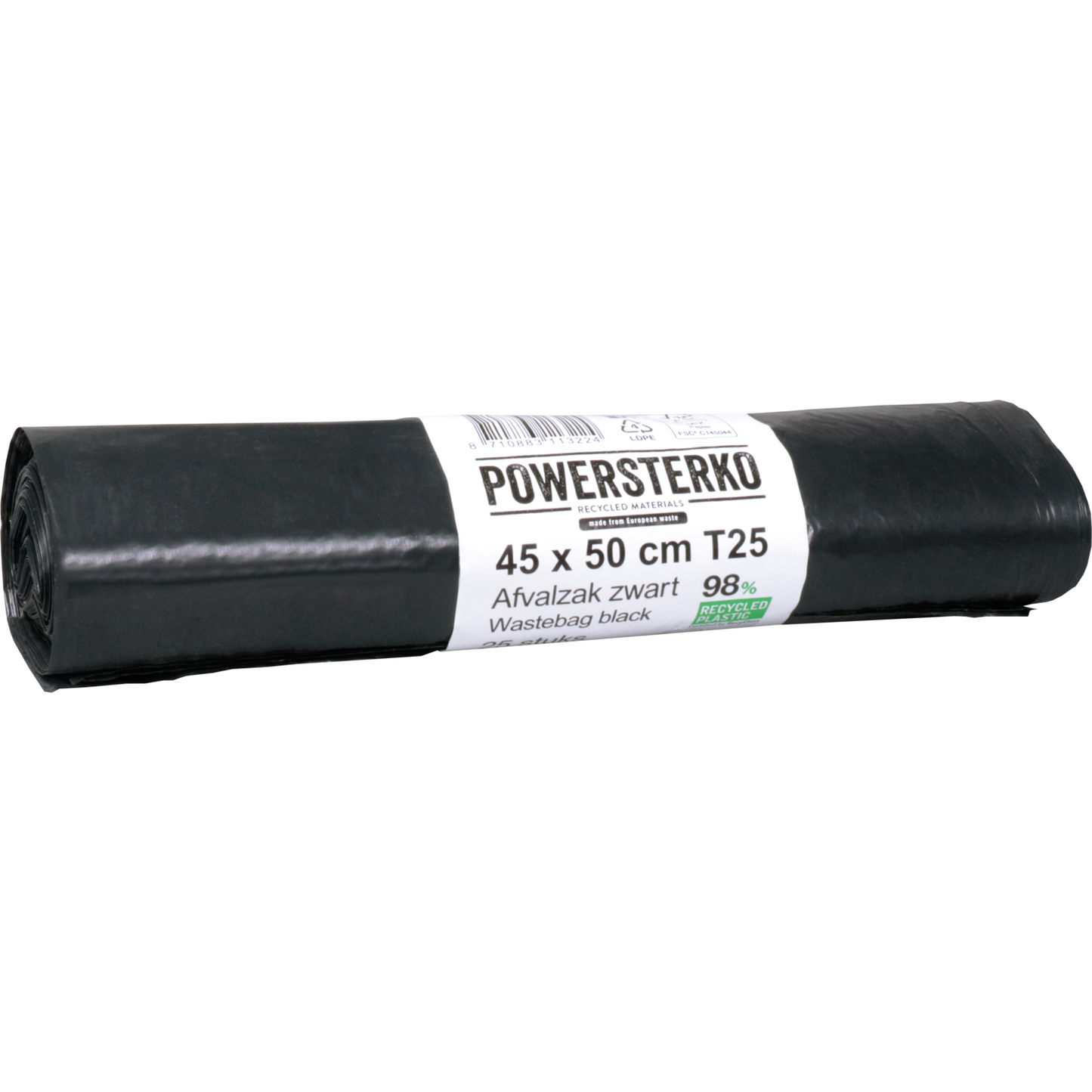 PowerSterko -  Afvalzak | Gerecycled LDPE | 45x50cm | T25 | zwart | 1000 stuks