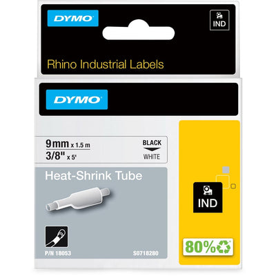 Dymo - Gaine thermorétractable industrielle Labele Rhino 9mm noir sur blanc