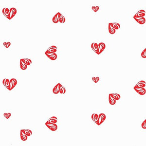 Klika -  Cadeaupapier Geschenkpapier Red love hearts on white 50 cm