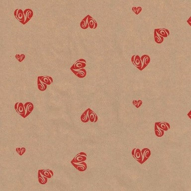 Klika - Geschenkpapier - Geschenkpapier - Red Love Hearts auf Brown 50 cm