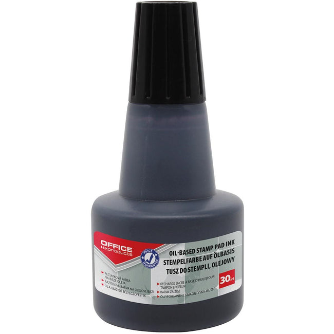 Produits de bureau - encre pour tampon, base d'huile, bouteille de 30 ml, noir