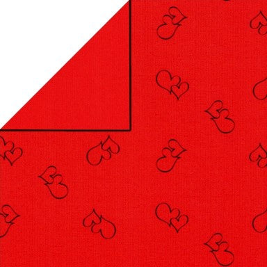 Klika - Papier-cadeau - Papier cadeau - coeurs rouges fusionnés sur rouge 50 cm