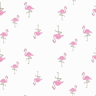 Klika - Papier-cadeau - Papier-cadeau - Flamingos à l'aise sur le blanc 50 cm