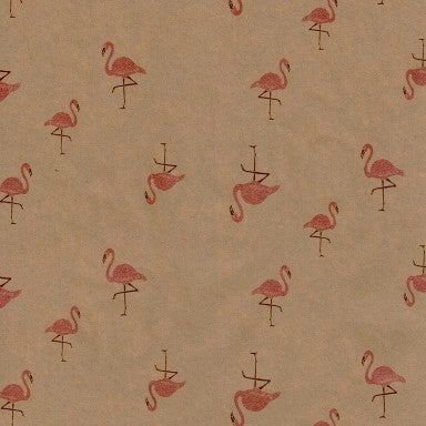 Klika - Papier-cadeau - Papier-cadeau - Flamingos à l'aise sur brun 50 cm