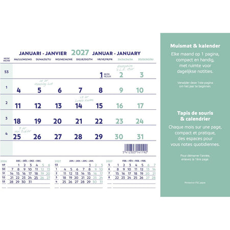 Brepols -   muismatkalender, ft 23X18 cm, Nederlands-Frans, 2027