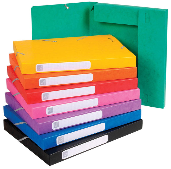 EXACOMTA - ELASTOBOX CARTOBOX Back de 2,5 cm, couleurs assorties: vert, bleu, jaune, rouge, orange, ...