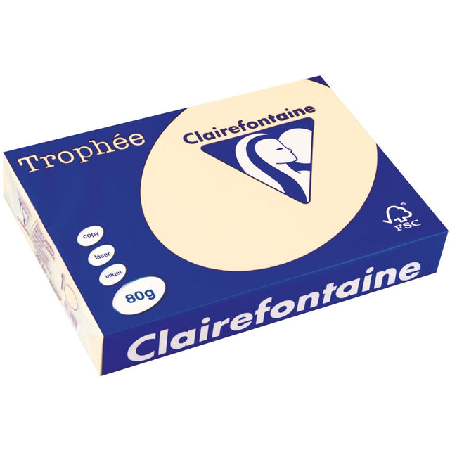 Clairefontaine - Papier coloré Trophée, A4, 80 g, 500 feuilles, ivoire