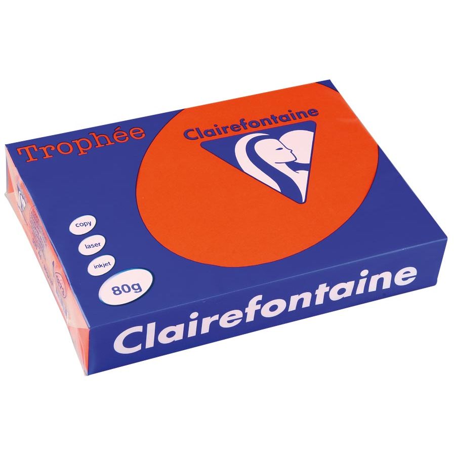 Clairefontaine - Trophée Intens, papier coloré, A4, 80 g, 500 feuilles, rouge cardinal