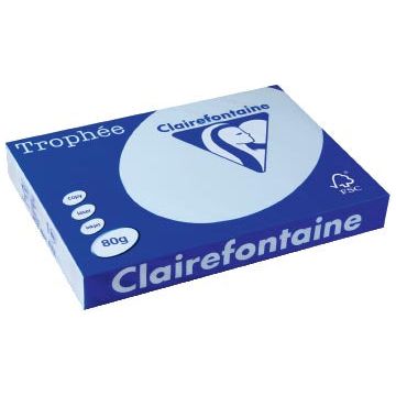 Clairefontaine - Trophée Tél, papier coloré, A3, 80 g, 500 feuilles, bleu azur