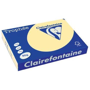 Clairefontaine - Trophée Tel, papier coloré, A3, 80 g, 500 feuilles, jaune canari