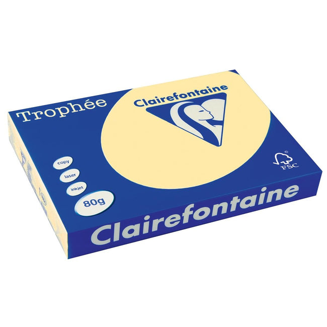 Clairefontaine - Trophée tel, papier coloré, A3, 80 g, 500 feuilles, jaune canari