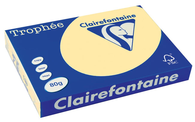 Clairefontaine - Trophée tel, papier coloré, A3, 80 g, 500 feuilles, jaune canari
