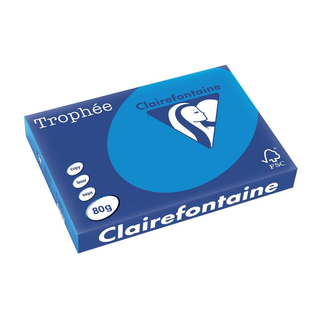 Clairefontaine - Trophée Intens, papier coloré, A3, 80 g, 500 feuilles, turquoise