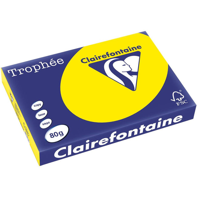 Clairefontaine - Trophée Intens, papier coloré, A3, 80 g, 500 feuilles, jaune soleil