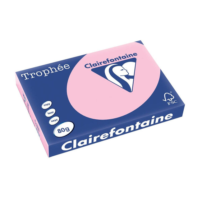 Clairefontaine - Trophée tel, farbiges Papier, A3, 80 g, 500 Blatt, rosa