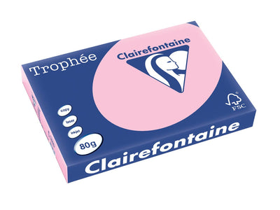 Clairefontaine - Trophée tel, papier coloré, A3, 80 g, 500 feuilles, rose