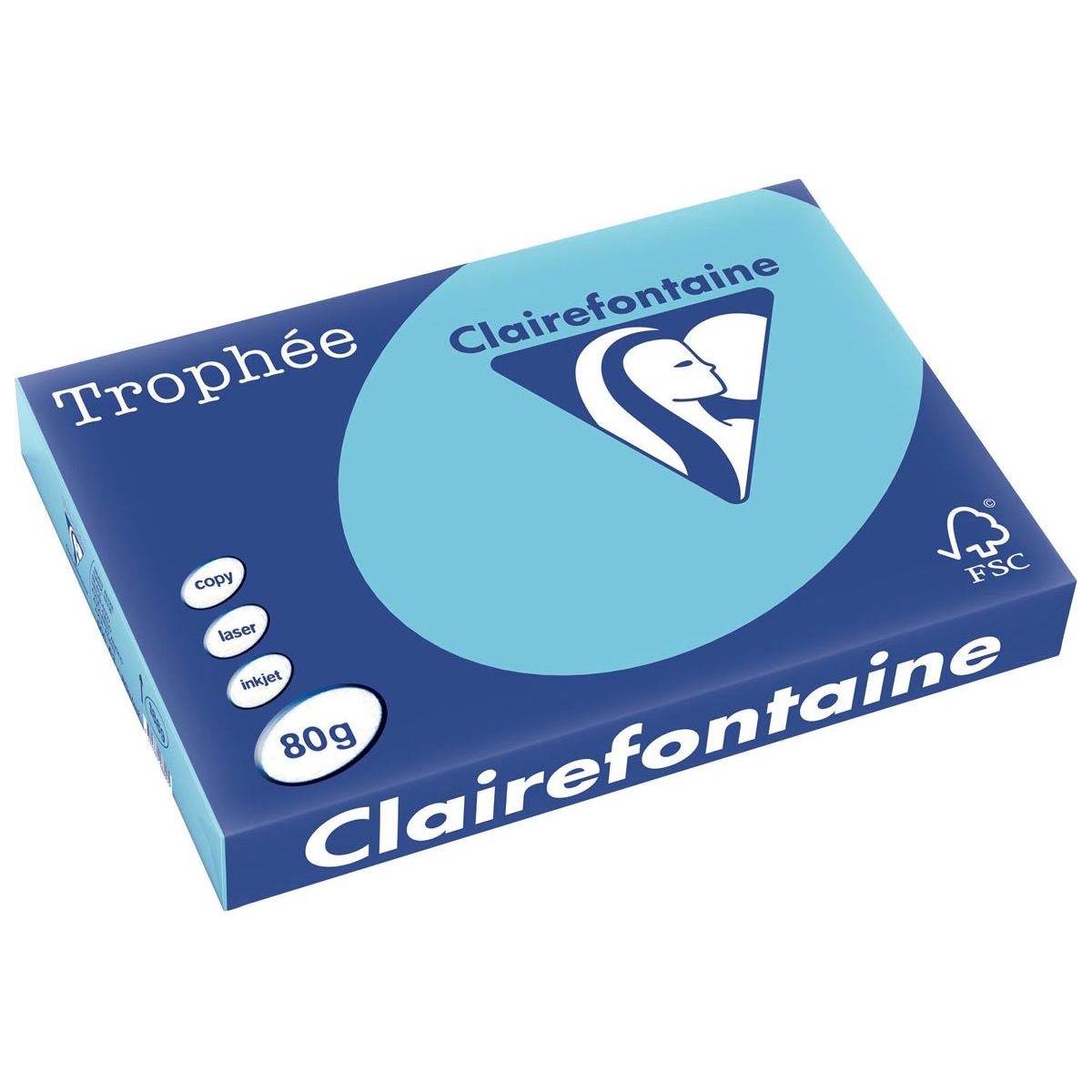 Clairefontaine - Trophée Tél, papier coloré, A3, 80 g, 500 feuilles, Helblauw