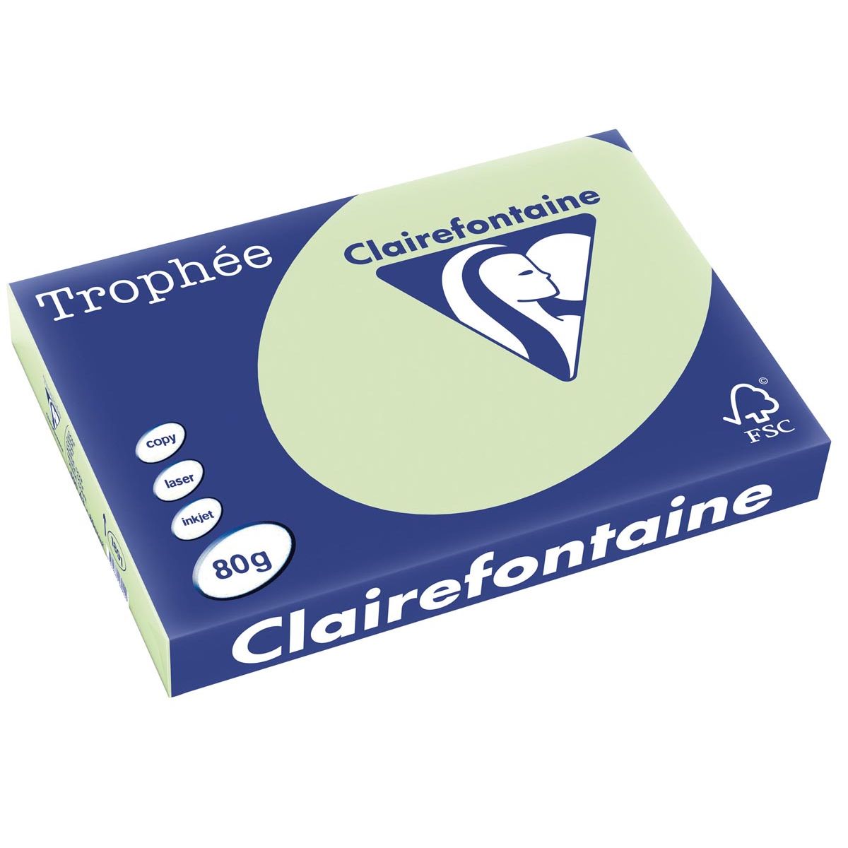 Clairefontaine - Trophée tel, farbiges Papier, A3, 80 g, 500 Blatt, Golfgrün