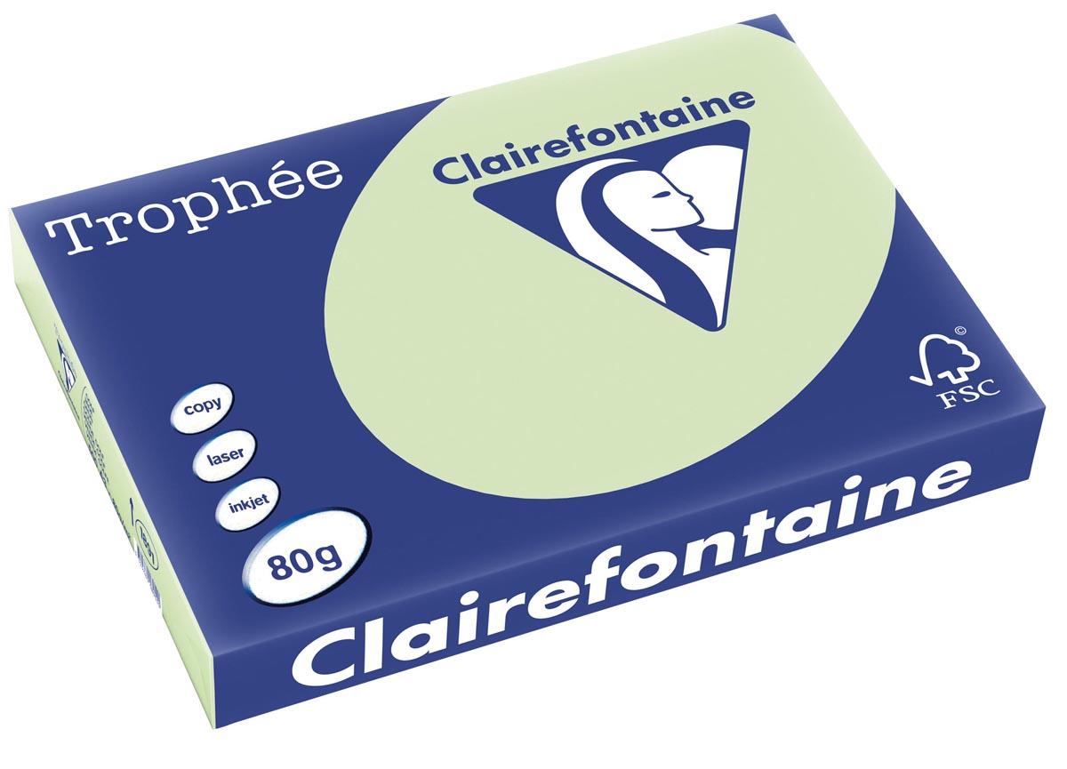 Clairefontaine - Trophée tel, farbiges Papier, A3, 80 g, 500 Blatt, Golfgrün