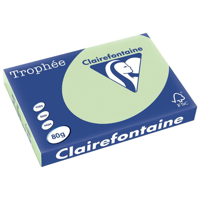 Clairefontaine - Trophée Tel, papier coloré, A3, 80 g, 500 feuilles, vert de golf