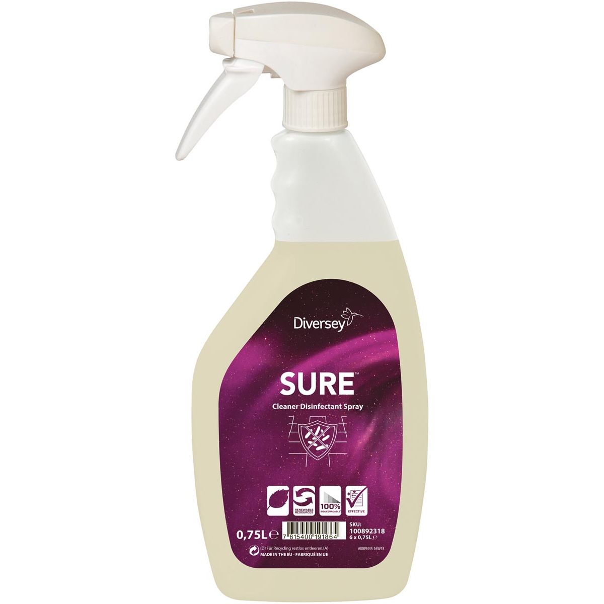 Diversey - desinfecteermiddel Sure, flacon van 750 ml