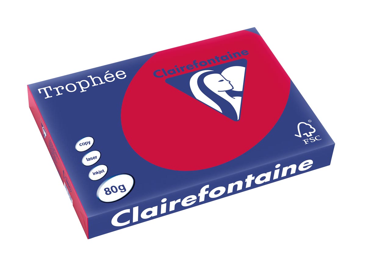 Clairefontaine -  Trophée Intens, gekleurd papier, A3, 80 g, 500 vel, kersenrood