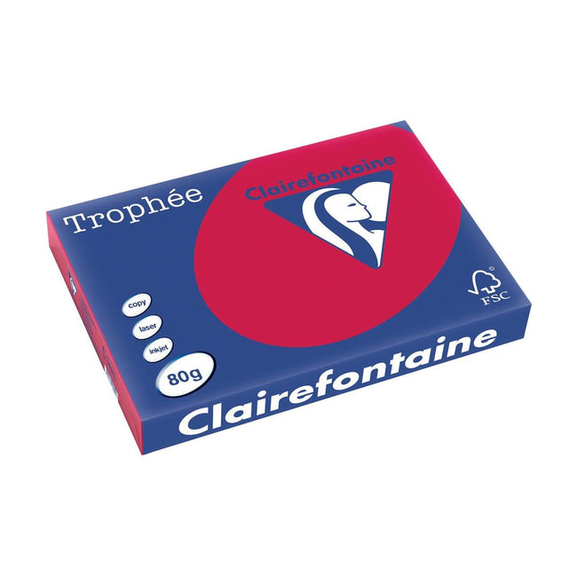 Clairefontaine - Trophée Intens, gekleurd papier, A3, 80 g, 500 vel, kersenrood